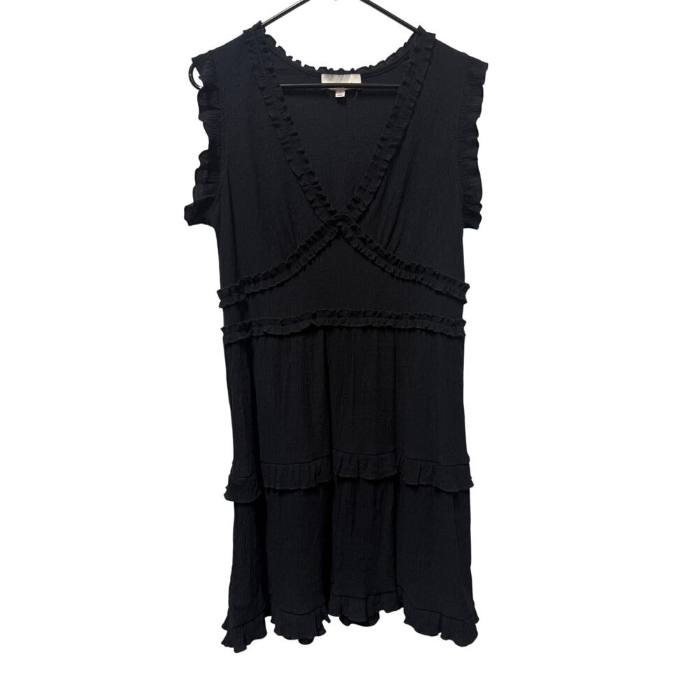 PINCH Dress Black Ruffle Cap Sleeve Size XL